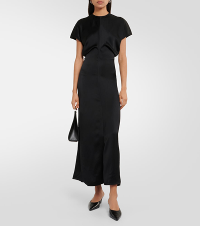 Totême Slouch Waist Viscose Midi Dress In Black