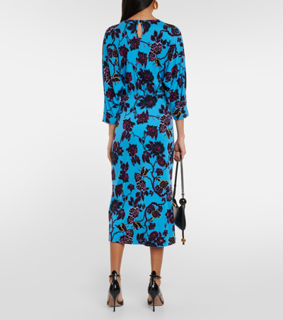 Shop Diane Von Furstenberg Chrisey Floral Midi Dress In Blue
