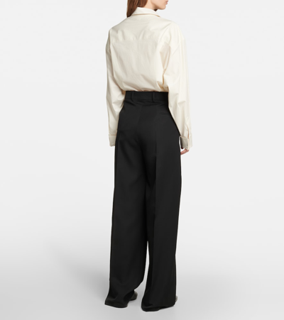 The Row Roan High-rise Wool Wide-leg Pants In Black