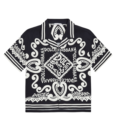 Dolce & Gabbana Javanese Shirt With Marine Print In Blue