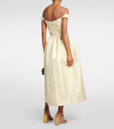 Markarian Off-shoulder Embroidered Midi Dress In Yellow