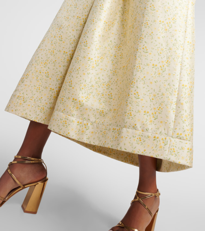Shop Markarian Off-shoulder Embroidered Midi Dress In Yellow