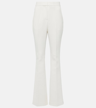 Shop Rebecca Vallance Bridal Evelyn Mid-rise Crêpe Bootcut Pants In White