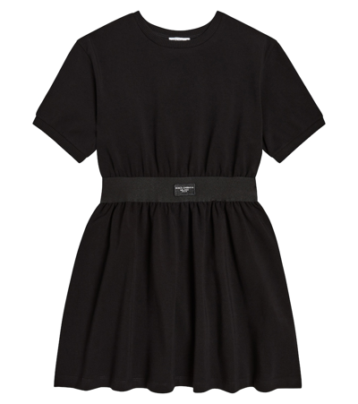 Shop Dolce & Gabbana Cotton-blend Jersey Dress In Black