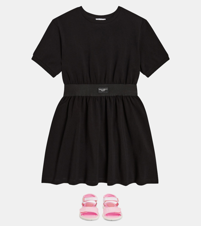 Shop Dolce & Gabbana Cotton-blend Jersey Dress In Black