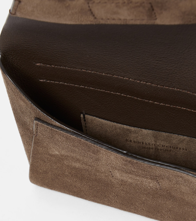 Brunello Cucinelli Suede Envelope Shoulder Bag In Beige