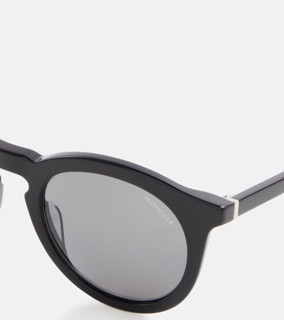 Shop Moncler Round Sunglasses In Black