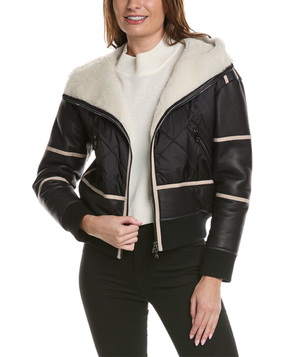 Shop Bogner Lomi-l Leather & Shearling Jacket In Black