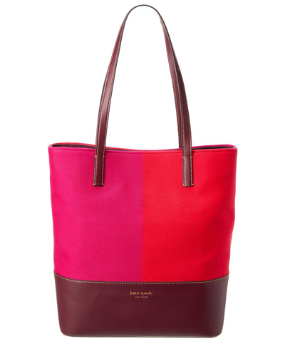Shop Kate Spade New York Waverly Large Canvas & Leather Tote In Red