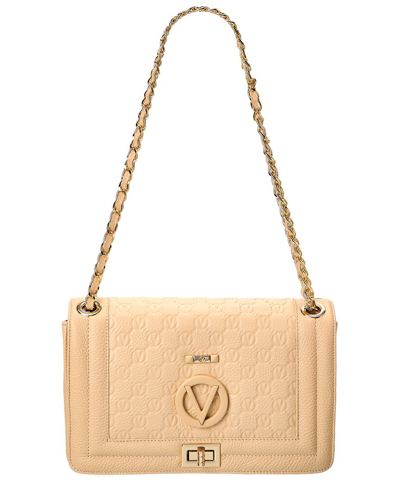 Shop Valentino By Mario Valentino Alice Dollaro Monogram Leather Shoulder Bag In Beige