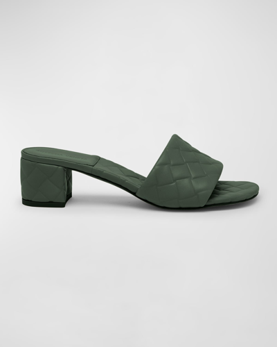 Shop Bottega Veneta Quilted Leather Mule Sandals In Aloe