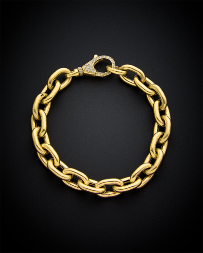 Shop Italian Gold Over Silver 18k  0.20 Ct. Tw. Diamond Link Bracelet