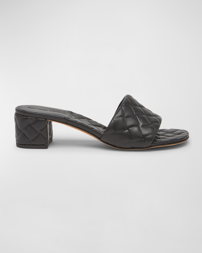 Shop Bottega Veneta Quilted Leather Mule Sandals In Black