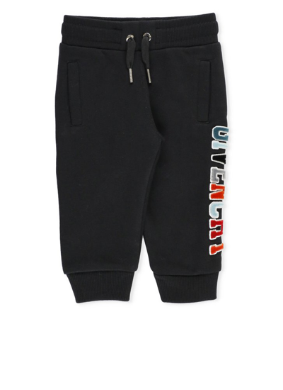 Shop Givenchy Kids Logo Flocked Drawstring Track Pants In Black