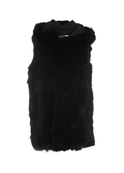 Shop Bully Sleeveless Fur Vest In Black