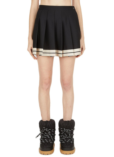 Shop Moncler Genius Moncler X Palm Angels Logo Patch Pleated Skirt In Black
