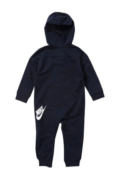 Nike All Day Play Hooded Romper In Obsidian