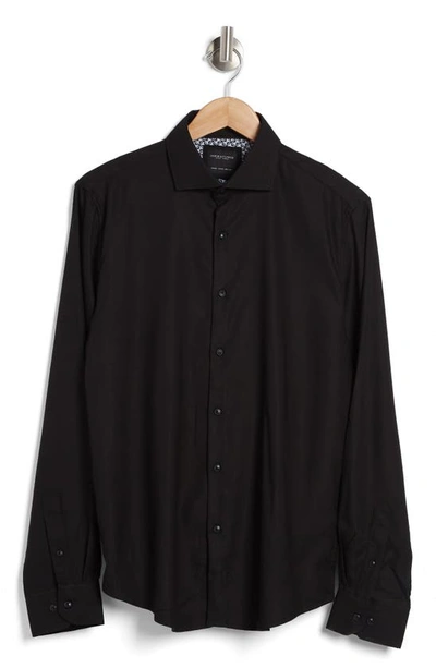 Shop Denim And Flower Solid Stretch Button-up Shirt In Black