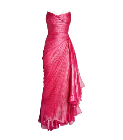 Shop Maria Lucia Hohan Silk Strapless Jolie Gown In Pink
