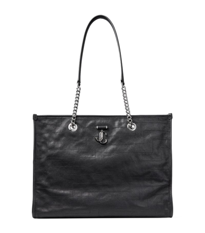 Shop Jimmy Choo Leather Avenue Tote Bag In Black