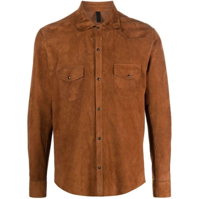 Shop Tagliatore Leather Shirts In Brown