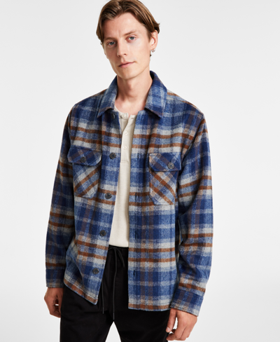 Shop And Now This Men's Regular-fit Plaid Shirt Jacket, Created For Macy's In Dk Horizon