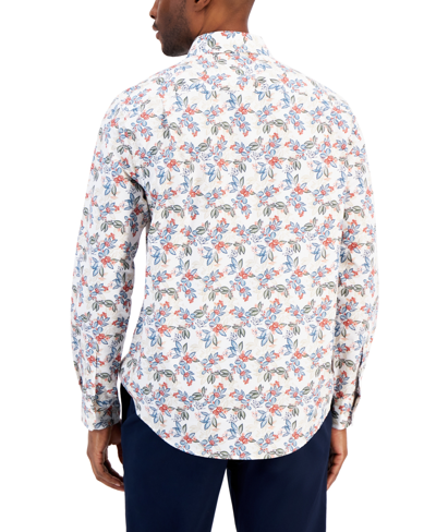 Shop Club Room Men's Lance Regular-fit Stretch Floral-print Button-down Shirt, Created For Macy's In Navy Blue
