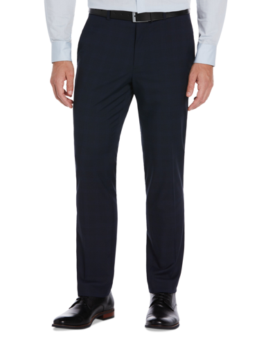 Shop Perry Ellis Men's Slim Fit Stretch Plaid Suit Pants In Navy