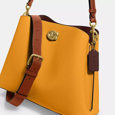 Shop Coach Willow Shoulder Bag In Colorblock In Brass/faded Orange Multi