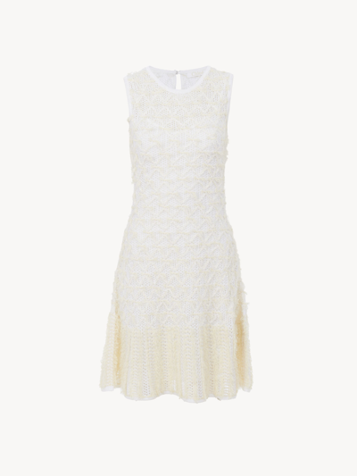 Shop Chloé Flared Mini Dress White Size M 74% Viscose, 17% Silk, 9% Cashmere
