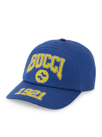 Shop Gucci Cotton Baseball Cap In Blue