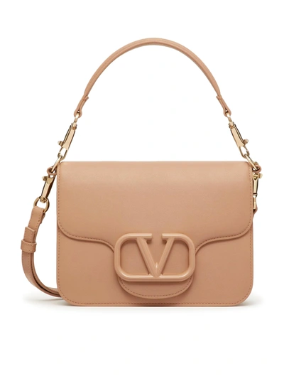 Shop Valentino Locò Shoulder Bag In Calfskin In Pink & Purple