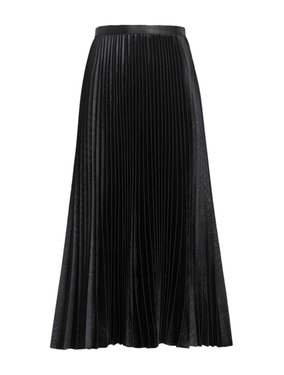Shop Alaïa Pleated Midi Skirt In Black
