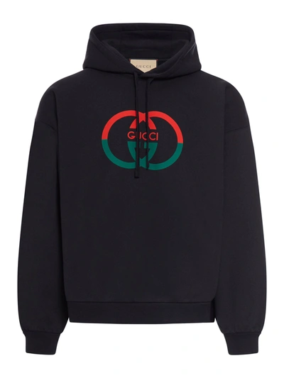 Gucci Interlocking G Hooded Sweatshirt In Black