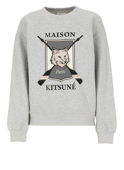 Shop Maison Kitsuné Grey Cotton Sweatshirt In White