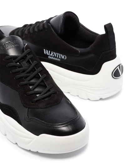 Shop Valentino Black Leather Sneakers