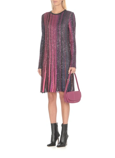 Shop Missoni Multicolor Dress With Sequins In Burgundy