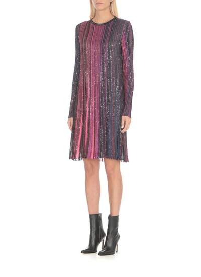 Shop Missoni Multicolor Dress With Sequins In Burgundy