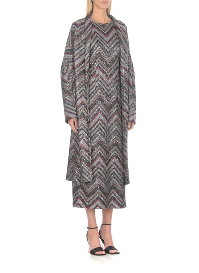 Shop Missoni Multicolor Dress With Sequins In Grey