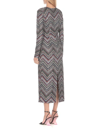 Shop Missoni Multicolor Dress With Sequins In Grey