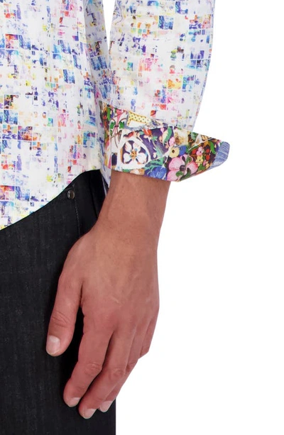 Robert Graham Box Print Cotton Button-up Shirt In White
