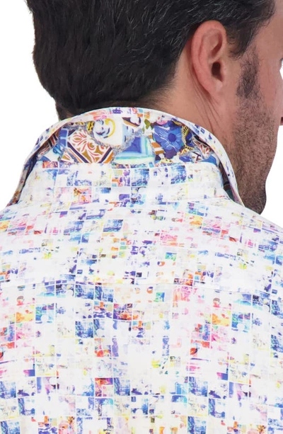 Robert Graham Box Print Cotton Button-up Shirt In White