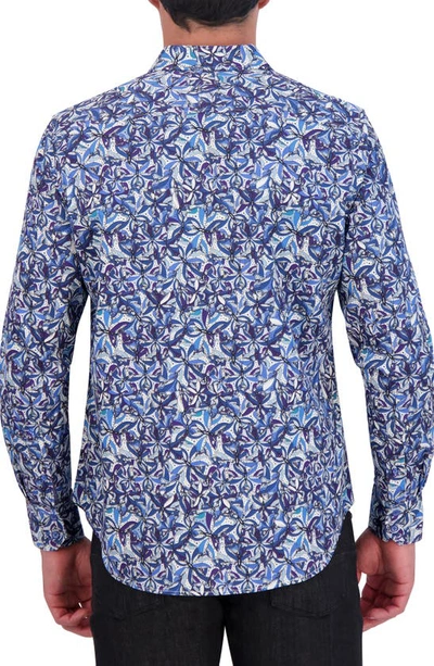 Robert Graham Abstract Butterfly Print Cotton Button-up Shirt In Blue