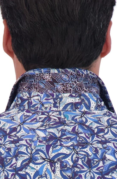 Robert Graham Abstract Butterfly Print Cotton Button-up Shirt In Blue
