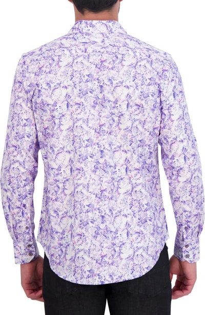 Robert Graham Abstract Floral Print Cotton Button-up Shirt In Purple