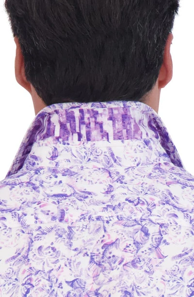 Robert Graham Abstract Floral Print Cotton Button-up Shirt In Purple