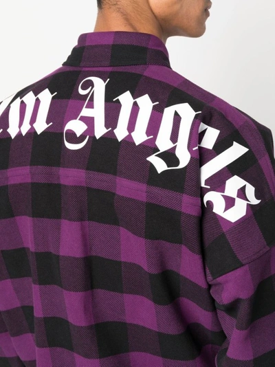 Shop Palm Angels Classic Logo Overshirt - Violet White In Black