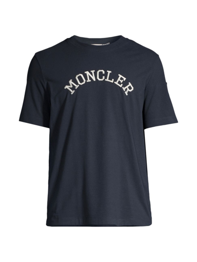 Shop Moncler Men's  Man Logo T-shirt In Dark Navy Blue