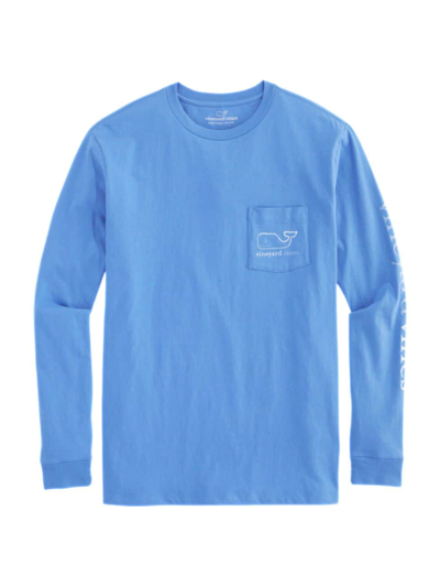 Shop Vineyard Vines Men's Burgee Vintage Pocket Long-sleeve T-shirt In Hull Blue