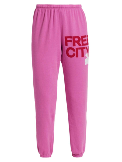 Shop Freecity Women's Logo Cotton Sweatpants In Pinklips Cherry